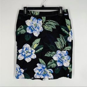 Banana Republic Women’s Black Floral Print Lined Slit Pencil Skirt Size 4